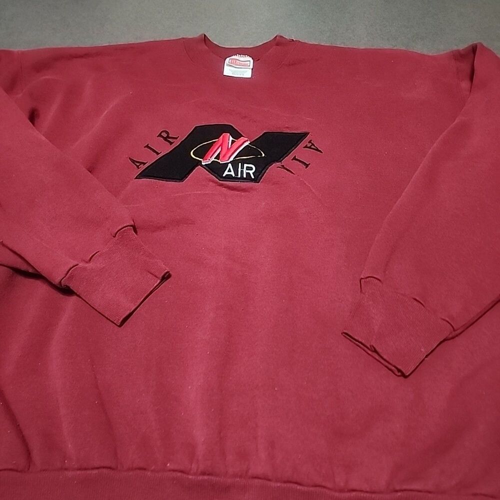 Vintage Air Sweat Shirt Burgundy  Mens Size XL Y2K Tagged Hanes